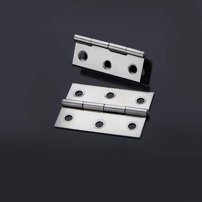 TamBee 40Pcs 1.7inch Folding Butt Hinges Cabinet Cupboard Closet Door Home Furniture Hardware Stainless Steel Silver Tone - Image 4